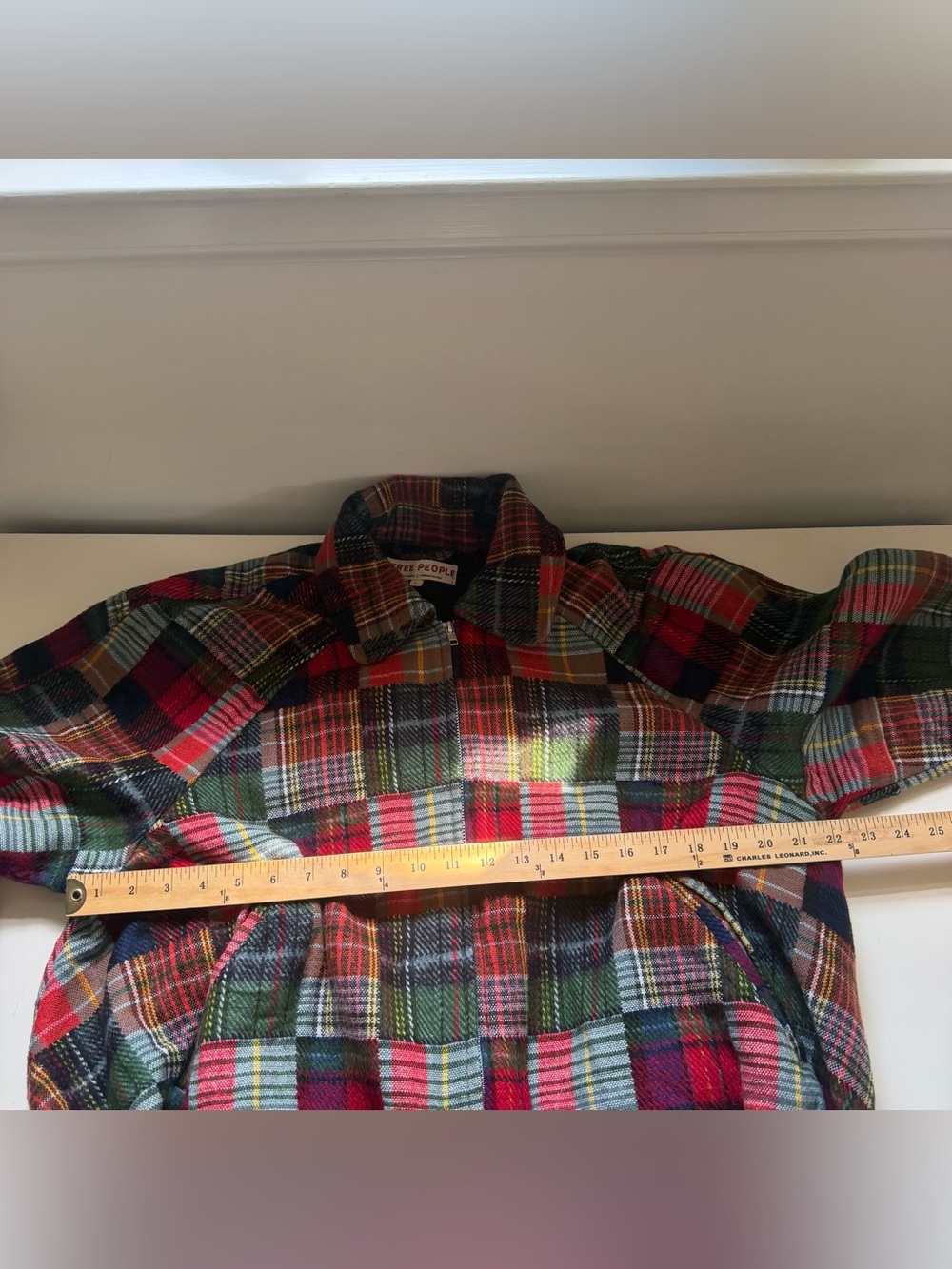 Free People Orion Country Jacket Plaid Patchwork Red Multi Bomber Size Small - Picture 5 of 11